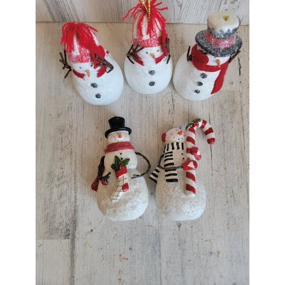 Glitter Variety candy cane snowman ornament Xmas set home decor - Picture 2 of 6